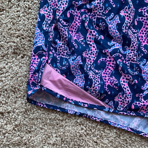 Lilly Pulitzer Luxletic Shorts Medium Cheetah Leopard Blue Pink Purple Lined - Picture 3 of 11